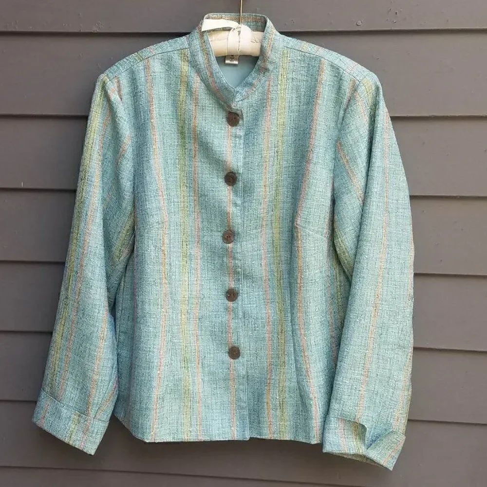 Coldwater Creek Aqua Tweed Jacket Size Medium